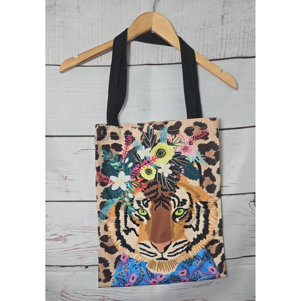 Floral Tiger Leopatd Print Tote Bag Shoulder Boho Festival Colorful